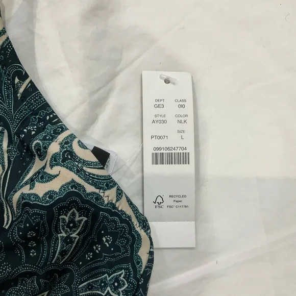 J. Crew Dark Green and Cream Paisley Bikini - Picture 2 of 4